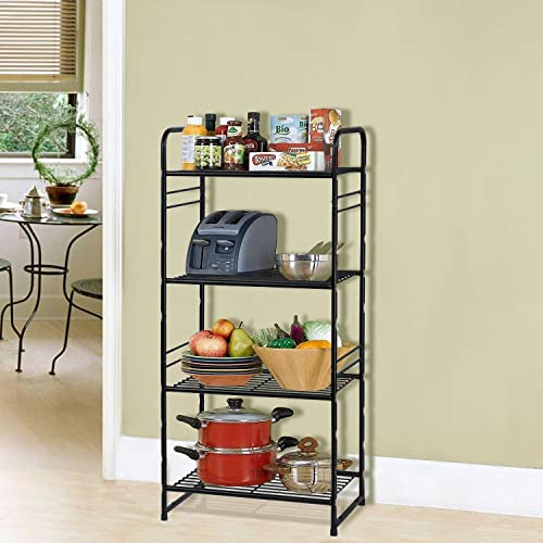 Georis 4-Tier Heavy Duty Wire Shelving Unit Storage Rack, Stackable Extendable Plant Stand Organizer With Adjustable Shelf, Water Bottle Storage Holder, Black #TOP1