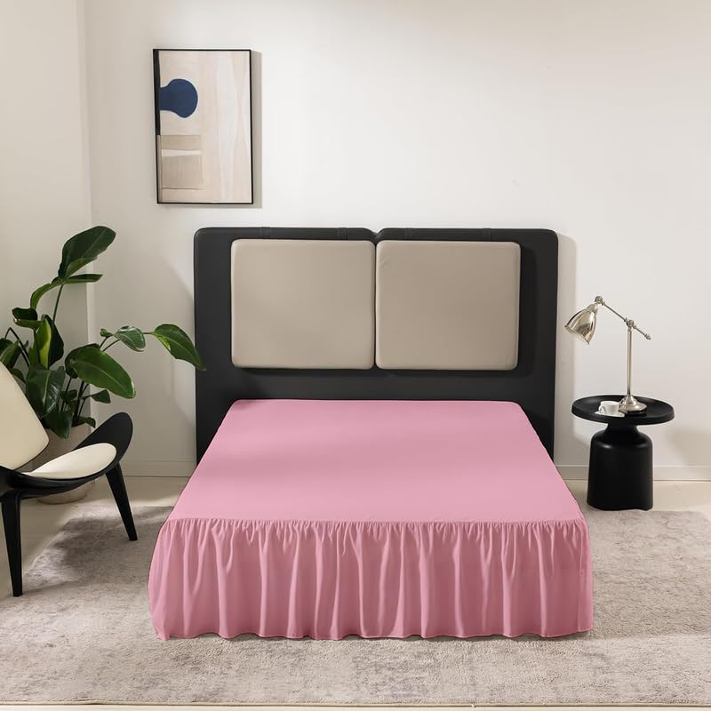 KANCHI DÉCOR - Microfiber Ruffle Bed Skirt Three Sided Coverage Shrinkage and Fade Resistant Dust Ruffle Bed Skirt with Platform, 18 Inch Drop King Bed 72x84 Inch | Baby Pink-image-47