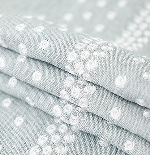 Nappe de table anti tache bleu blanc à petits points et franges 90x140cm - 7