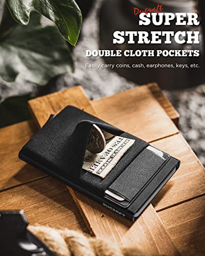DUGRAFT Minimalist Card Wallet for Men, Slim Wallet Card Holder Pop Up Wallet with Money Front Pocket RFID Blocking Metal Credit Card Case for Men, Small Smart Wallet (Black)4