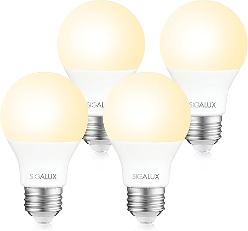 Sigalux Bombillas LED equivalentes a 60 W, bombillas estándar A19 de 2700 K, cálidas, no regulables, eficiencia energética, 9.5 W, luz blanca suave