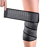 Yosoo Black High elasticity Calf Thigh Support Knee Brace Compression Wrap Support Bandage Brace Guard Injury Pain Sports Pad-Pack of 1