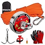 MUTUACTOR Angel-Magnete mit Greifhaken, 180kg Zugkraft, starker Auffahrmagnet N52 Neodym-Magnete mit 20 m langem haltbarem Seil, leistungsstarke Magnete für Angeln und magnetische Erholung