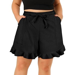 TIYOMI Plus Size Shorts for Women Elastic Waist Lounge Pants Summer Beach Lightweight Shorts