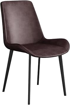 EYPKPL Dining Chairs Set of 6 Mid Century Modern Armless Kitchen Chairs PU Leather Seat and Carbon Steel Legs Dining Room Chairs Accent Side ChairsBrown