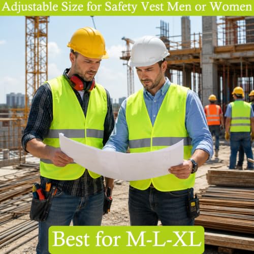 VOCHIC 12 Pack Safety Vests with Pockets, Yellow Reflective High Visibility - image 7