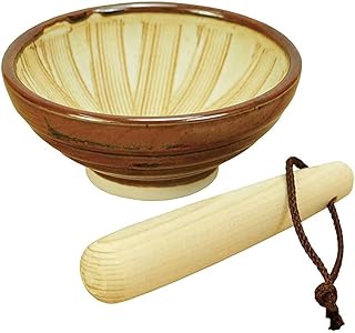 TIKUSAN Sesame Seed Grinder Mortar and Pestle Mini Size 3.3 Inch 2.4 oz (70ml) Made in Japan Suribachi and Surikogi