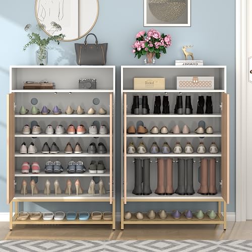 Shoe-Organizer-with-Doors-Shoe-Storage-Cabinet-with-Adjustable-Shelves-for-Entryway-7-Tier-Entryway-Shoe-Rack-Storage-for-Hallway-Closet-Living-Room Shoe Organizer with Doors Shoe Storage Cabinet with Adjustable Shelves for Entryway 7 Tier Entryway Shoe Rack Storage for Hallway Closet Living Room
