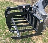 JMR Attachments Single Cylinder 48-Inch Root Brush Grapple, 5.5 Ft Skid Steer Attachment, SSQA Mount - Material Handling Attachment