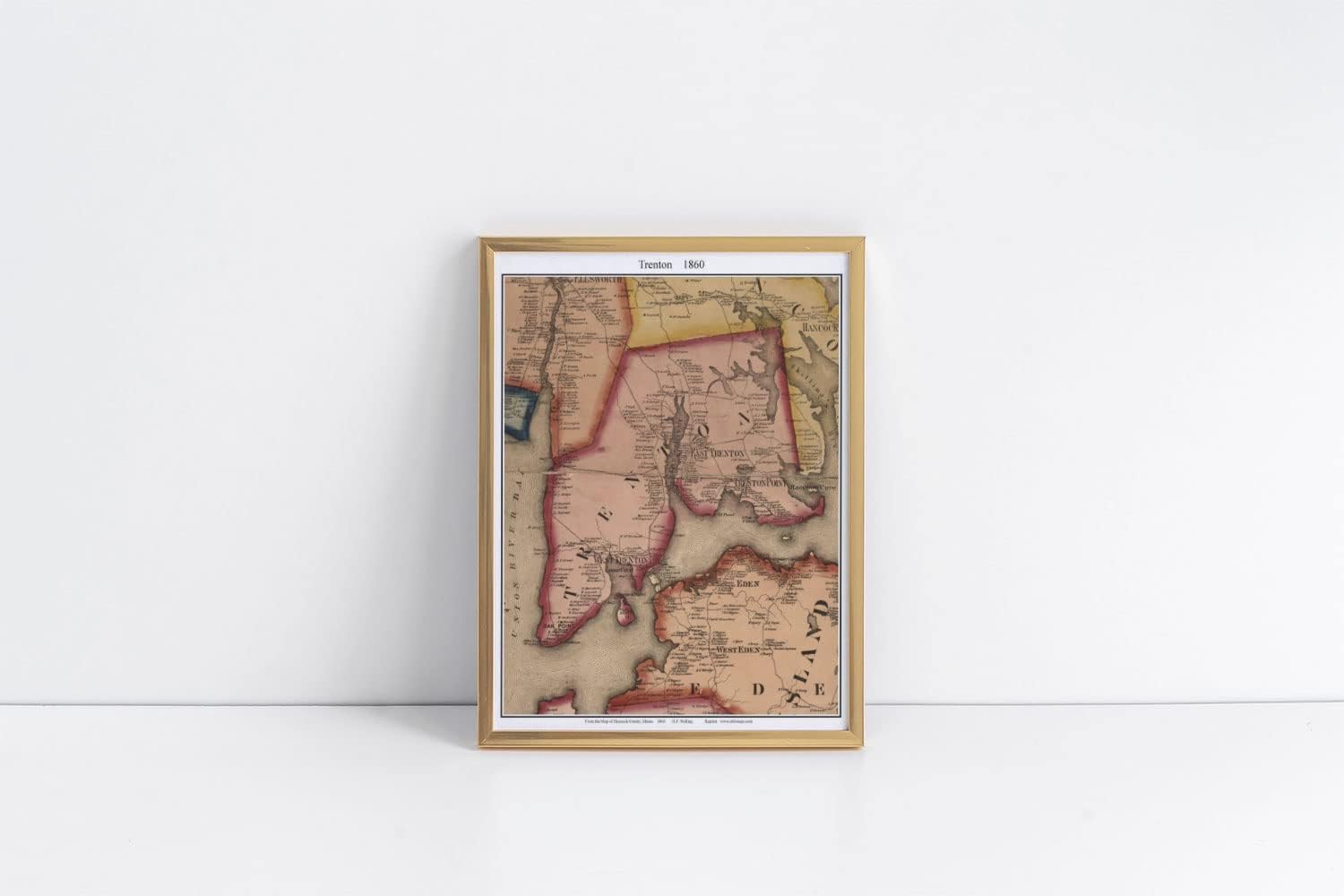 Trenton 1860 Maine Oak Point West Eden Goose Cove Thompson's Island Hancock County Map Poster | 11x17 12x18 16x24 24x36 Historical Unframed Wall Art | Vintage Antique Rustic Print for Decor
