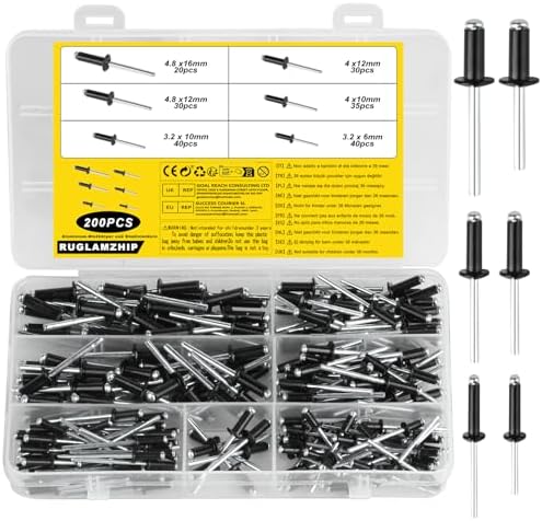 200 Pezzi Rivetti In Alluminio Pesante Rivettatrice Set A Mano - Foto 10