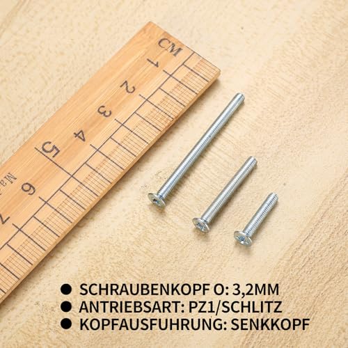 330 Stück Geräteschrauben für Schalterdosen, Steckdosen Schrauben Set, Maschinenschrauben Sortiment, Senkschrauben für Reparatur instabiler, Ø 3,2x15mm, 3,2x25mm, 3,2x40mm