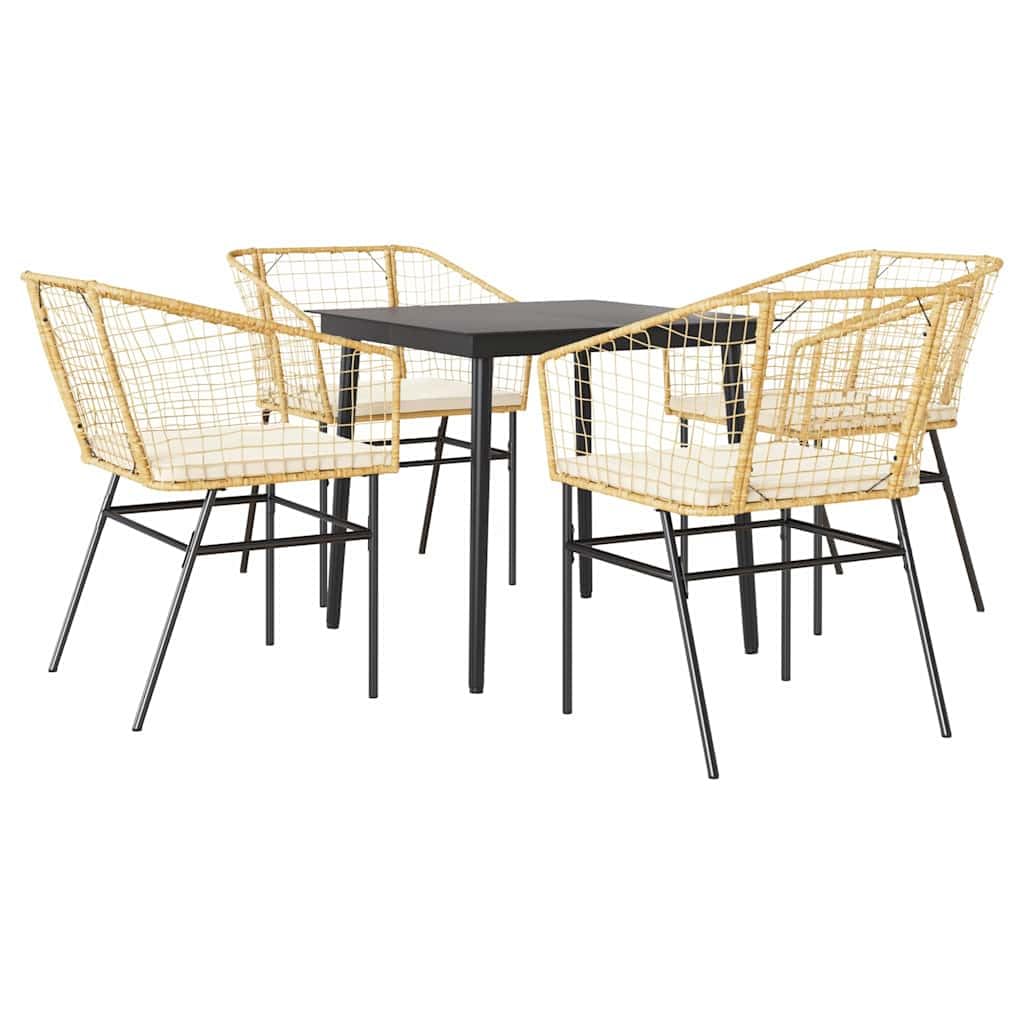 Salon de jardin 5pcs en résine tressée marron pour repas chaleureux sur la terrasse