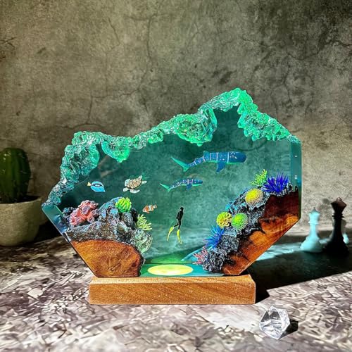 Lámpara de noche de resina 3D hecha a mano, tamaño 6x4in miniatura 6