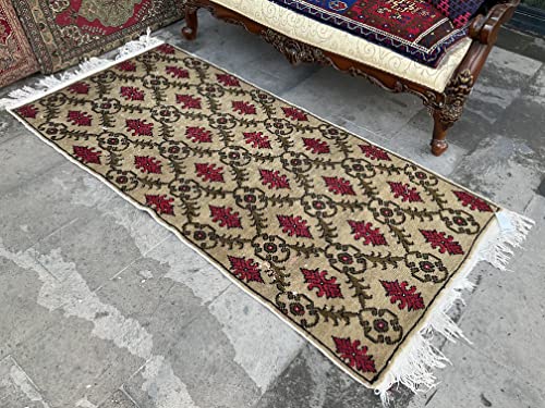 Red And Beige Colors Floral Design Turkish Rug, Organic Wool Turkey Rug, Boho Decor Kitchen Rug, Oriental Rug, Vintage Soft Rug #TOP1