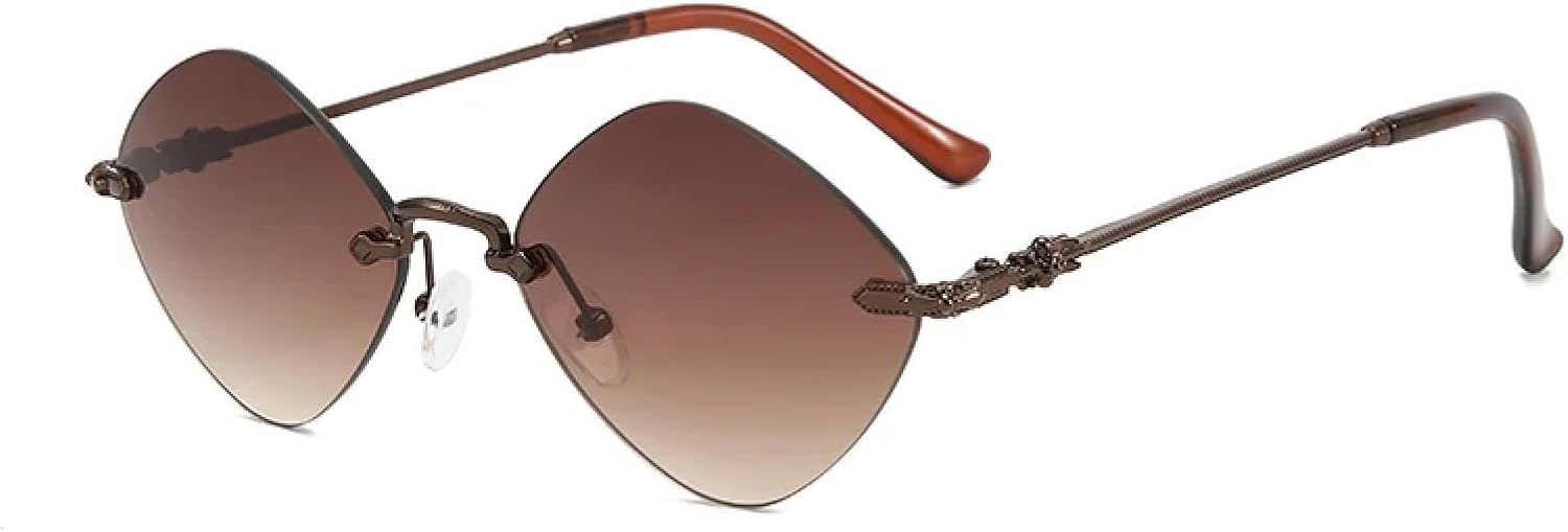 Rhombus Frame Gradient Beveled Frameless Sunglasses. Fashionable and Trendy with Uv400 Protection.