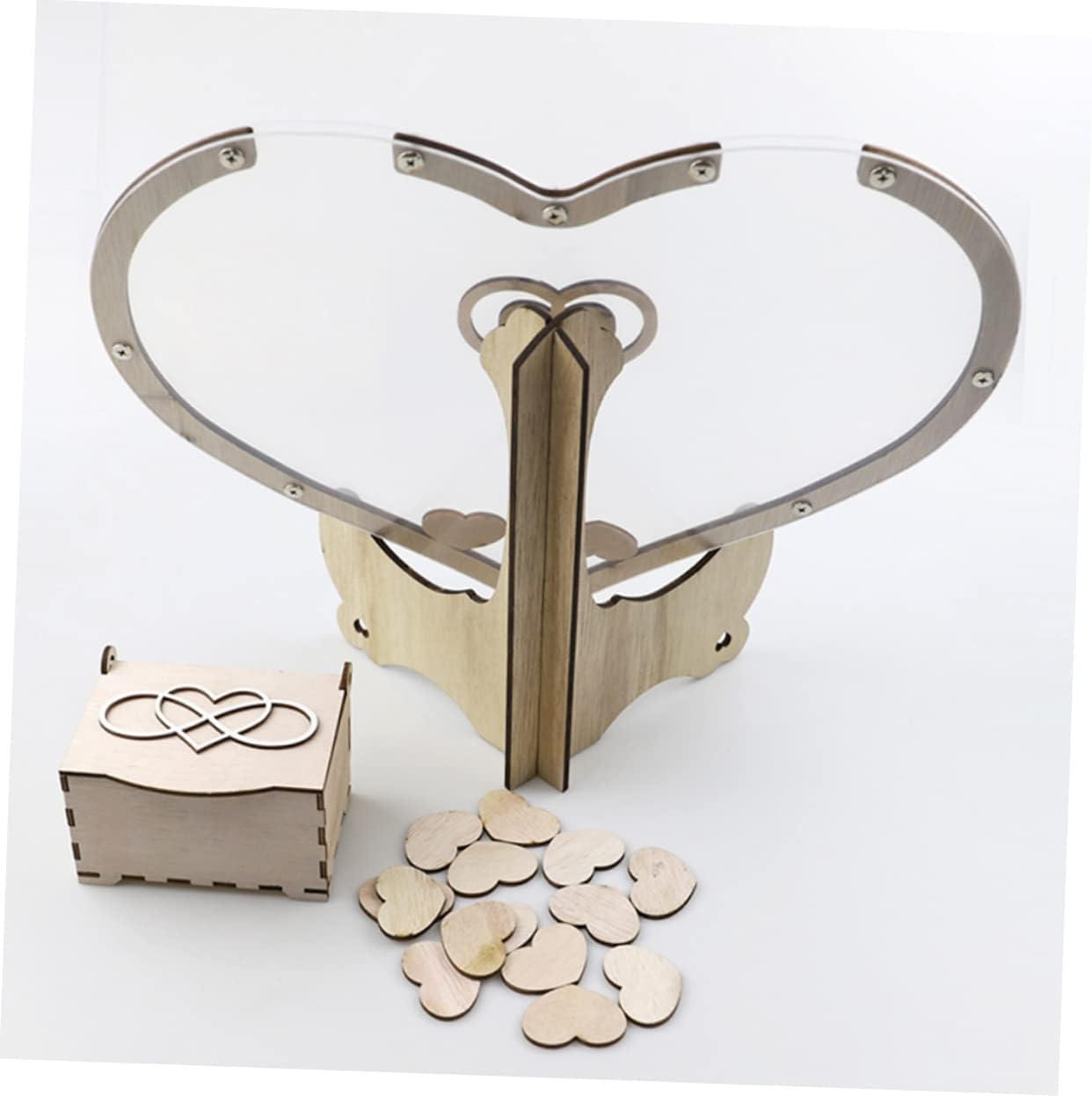 1set Wooden Guest Book Heart-Shaped Design for Weddings Birthdays and Special Events Elegant Rustic Reception Sign Alternative Blank Tokens for Guest Messages