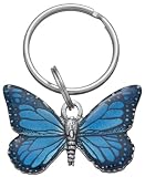 DANFORTH Blue Butterfly Keychain – Handcrafted Pewter Butterfly Keychains For Women – 2 ¾”, Made In