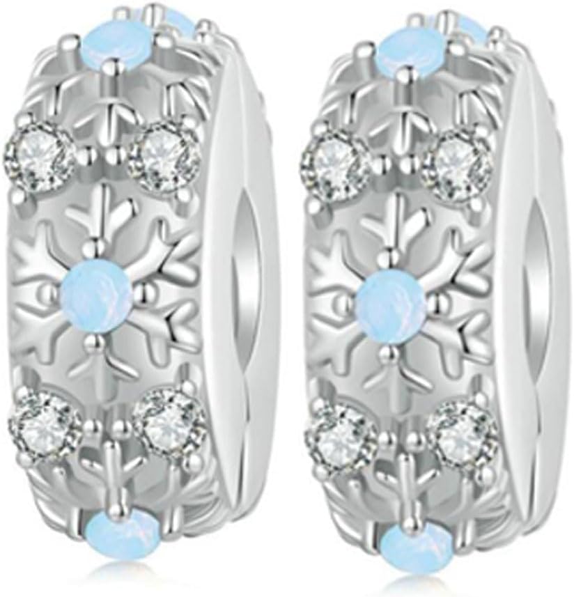 2pc Clip Spacer Charms Bracelets for Women 925 Sterling Silver Blue White Crystal Clip Lock Spacer Stopper Charm Bead for Bracelet