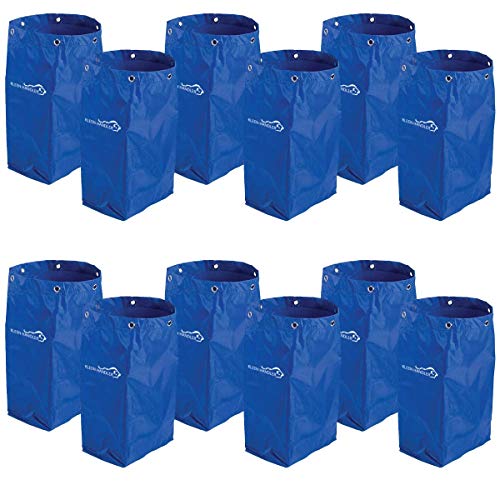 Kleen Handler Janitorial Cart Replacement Bag | Commercial Cleaning Cart Bag For Hotel, Laundry, Towels, Housekeeping, Blue (12 Pack) #TOP6