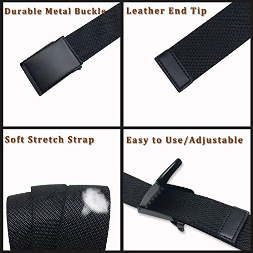 Wyuze Nylon Elastic Stretch Belt-2 Pack Men Casual Golf Belt Military Metal Buckle (Black+Khaki, Fits Pant Up To 34") #TOP3