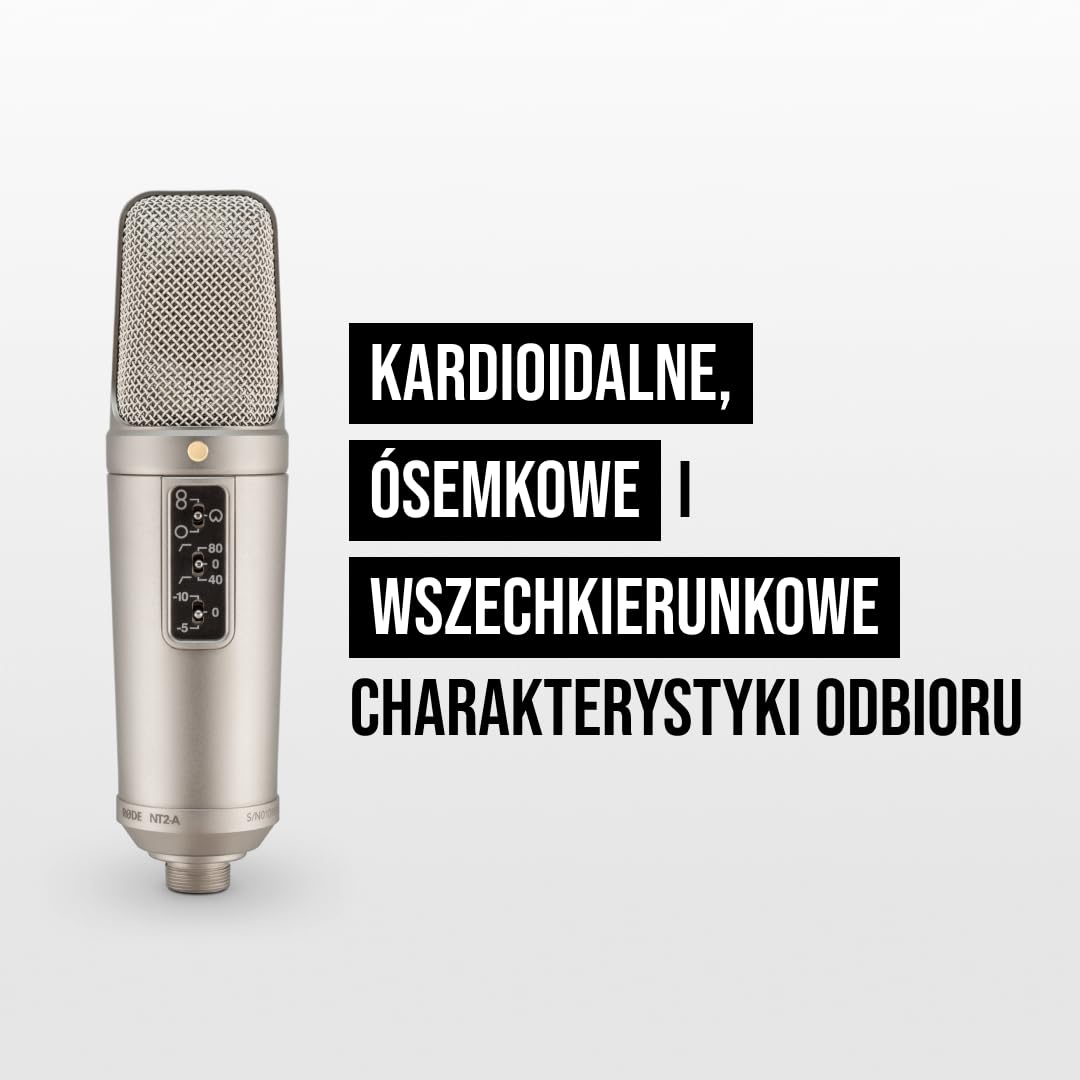 RØDE NT2-A Wszechstronny mikrofon pojemnościowy z dużą membraną z przełączalnym kierunkiem polaryzacji, padem i filtrem dolnoprzepustowym do nagrywania wokalu i instrumentów