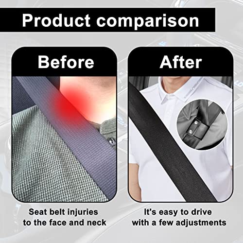 2Pcs Seatbelt Adjuster, Auto Shoulder Neck Protector Strap Positioner Locking Clip, Vehicle Seat Belt Cover Clips for Universal Comfort Automotive Belt Strap, Comfort Seat Belt Covers (Black)