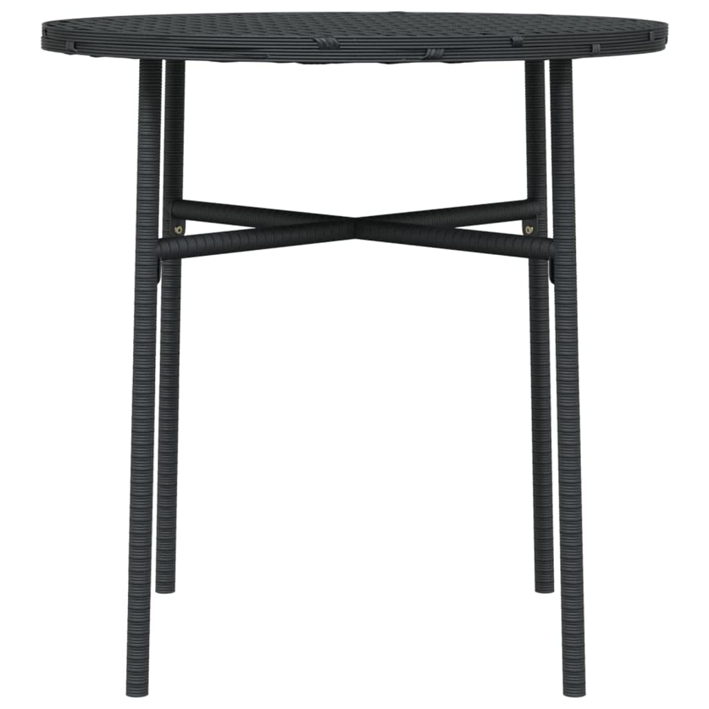 Runder Teetisch aus PE-Rattan Schwarz 45 cm für Garten Balkon Terrasse mit Stahlgestell und PP-Platte, witterungsbeständiger Beistelltisch für Getränke und Snacks,