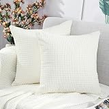 BeBen Throw Pillow Covers - Set of 2 Pillow Covers 20x20, Decorative Euro Pillow Covers Corn Striped