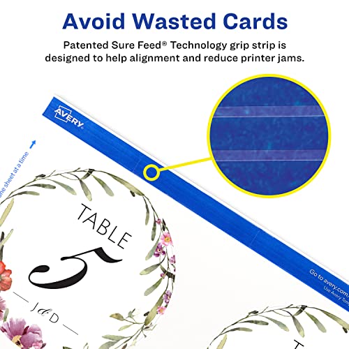 Avery Round Cards With Sure Feed Technology, 4" Diameter, Matte White, 75 Round Cards Total, Print-To-The-Edge, Laser/Inkjet Printable Cards (35007) #TOP4