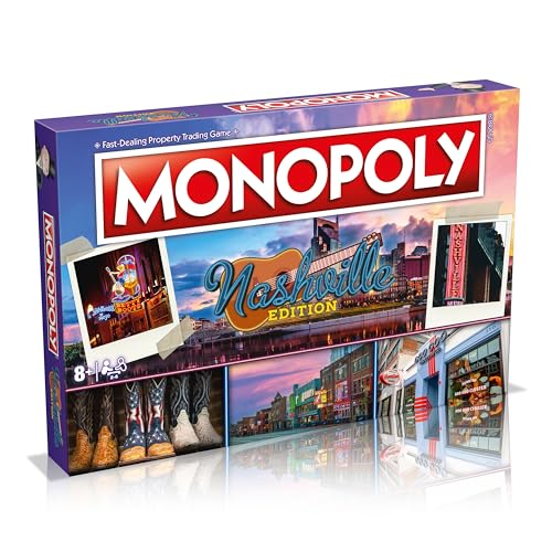 Monopoly Board Game Nashville Edition: Juego de mesa para 2-6 jugadores, educativo y de estrategia, en inglés, para niños a partir de 8 años y adultos, edición estándar miniatura 1