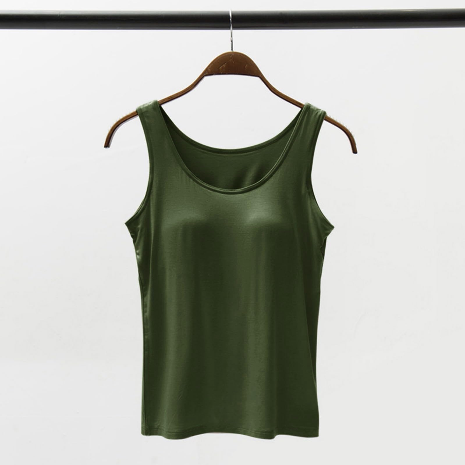 IQYU Top con reggiseno integrato, in cotone, con spalline sottili, top con reggiseno basic, canotta regolabile, con scollo a U, comoda camicia, top di grandi dimensioni