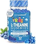 NKD Living Kids L-Theanine Gummies – 30 Count | Improve Focus & Concentration | with Added Magnesium, Live Cultures and B Vitamins for Gut & Nervous System Health | Blueberry Flavour