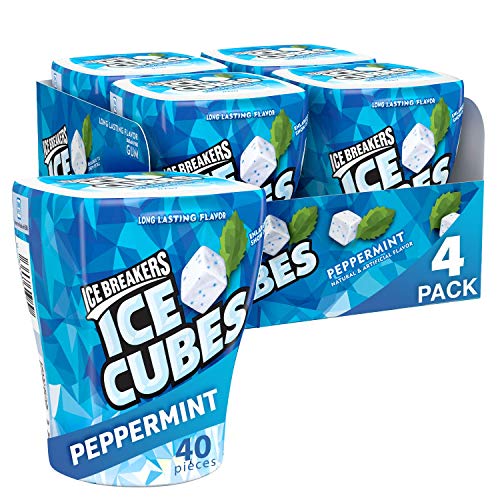 ICE BREAKERS ICE CUBES Peppermint Flavored Sugar Free Chewing Gum, Halloween, 3.24 oz Container (4 Count, 40 Pieces)