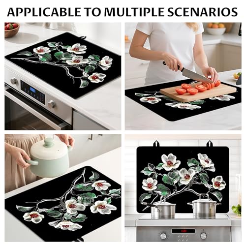 Image of BVBOX Stove Top Cover for Electric Stove, 28 inch x 20 inch Glass Cooktop Protector Mat with Hanging Loops, Anti-Scratch Non-Slip Dish Drying Mat, Washable Countertop Pad