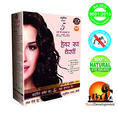 Image of Meghdoot Ayurvedic Satreetha Sat with Maha Bringraj Oil For Hair Spa Therapy for Hair Growth, Healthy scalp, Hair Fall Control, Hair Loss Control, Promotes Strength and Nourishment, 500ml, Pack of 1