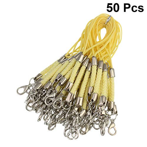 Exceart 50 peças de cordão curto de poliéster para telefone com liga de lagosta fivela cordão de tel