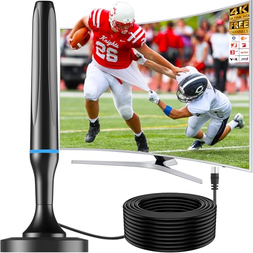 Antena DVBT2, antena DVB-T/DVB-T2, antena varilla más fuerte para televisión digital/radio DAB/sintonizador DVB-T2, máxima calidad de señal con base magnética y cable de 3 m