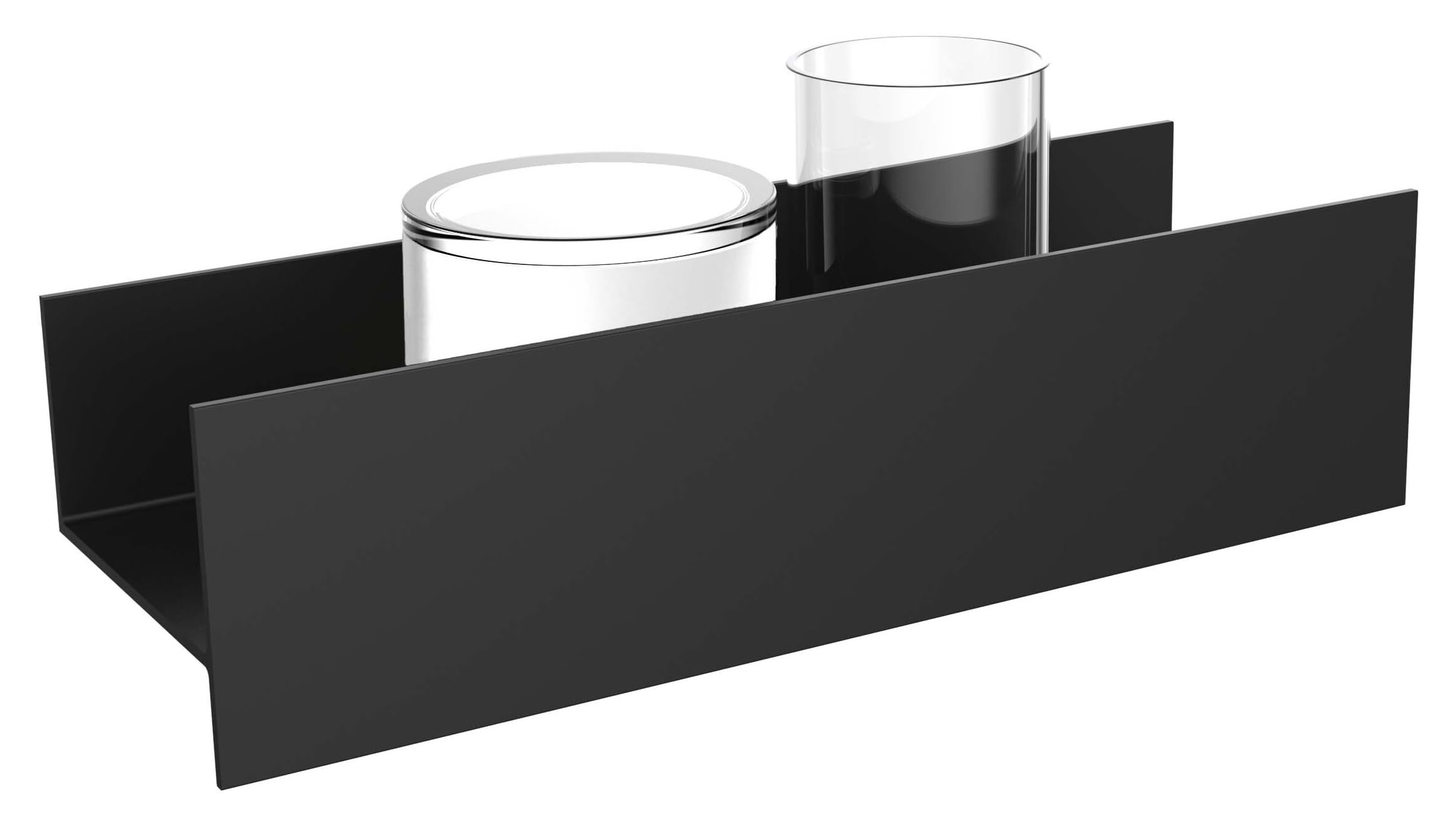 EMCO Centric Doppelglashalter zum Kleben I Zahnbürstenhalter ohne Bohren I Zahnputzbecher Halter zur Wandmontage Seifenspender & 1 Glas