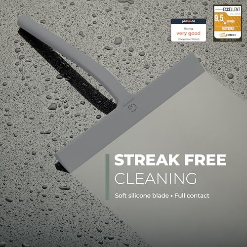 Image of GUTEWERK Shower Squeegee for Glass Doors and Windows - 9 Inch Grey Rubber Blade for Cleaning
