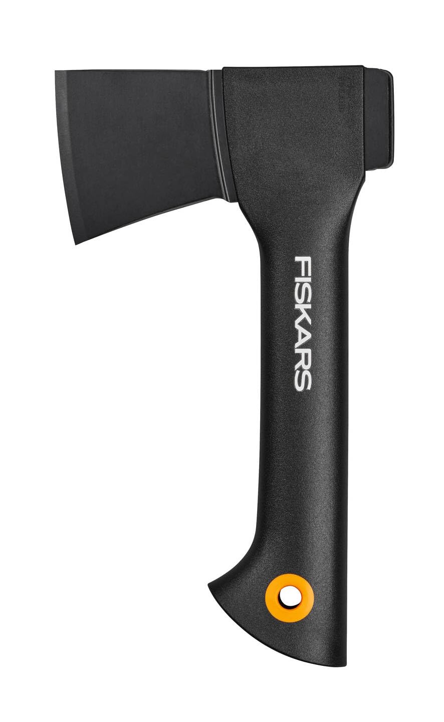 Fiskars Kamp Baltası, Masif, Taşıma çantası ile, Yapışmaz kaplama, Çelik bıçak/Fiberglas plastik sap, Siyah, A5, Uzunluk: 26 cm, 566 g, 1051084