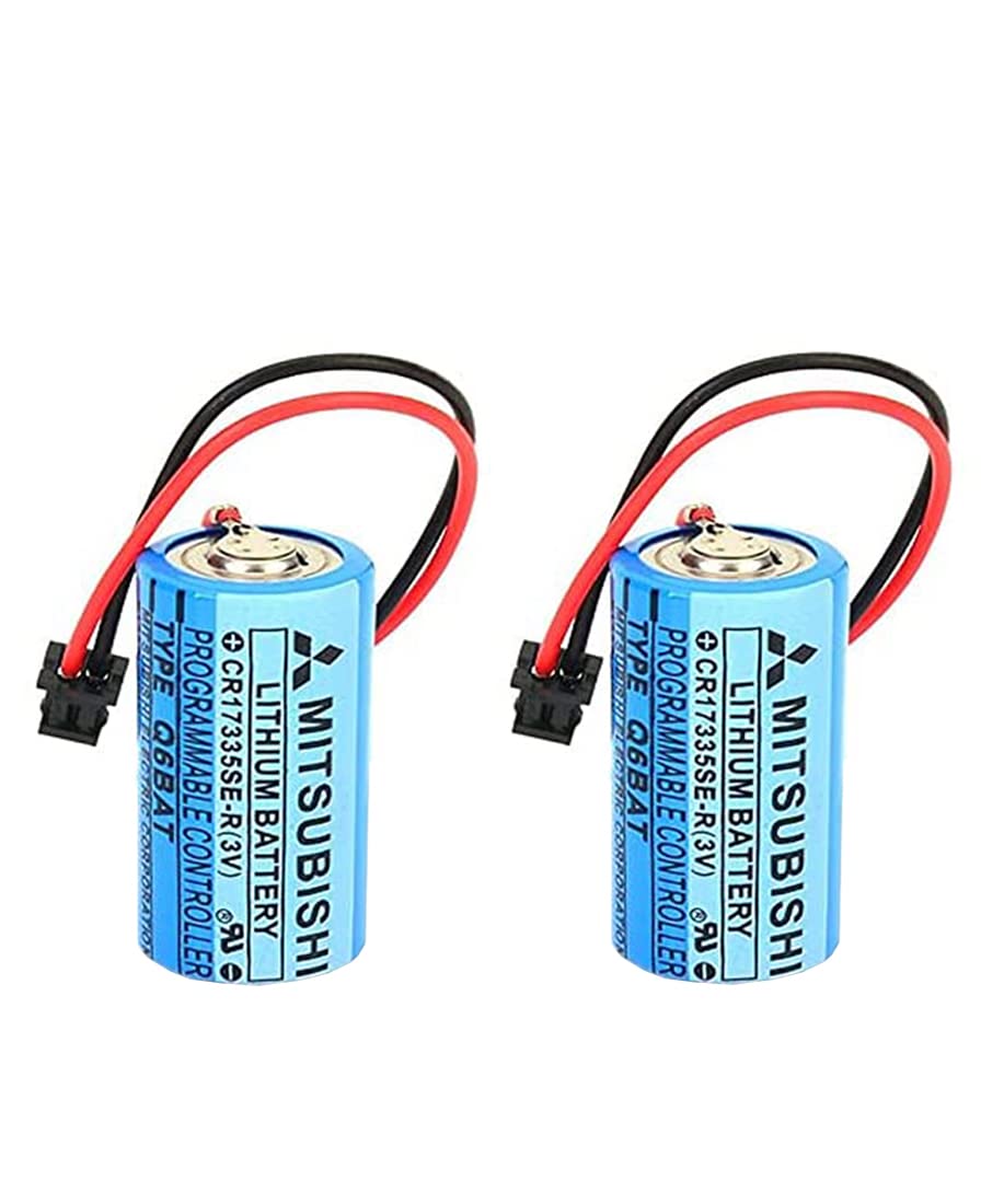 STEPMAX 2PCS CR17335SE-R 3V Q6BAT 1800mah PLC Battery with Plug Replacement Battery for Mitsubishi Q25PRHCPU Q170HBATC QNS FANUC System