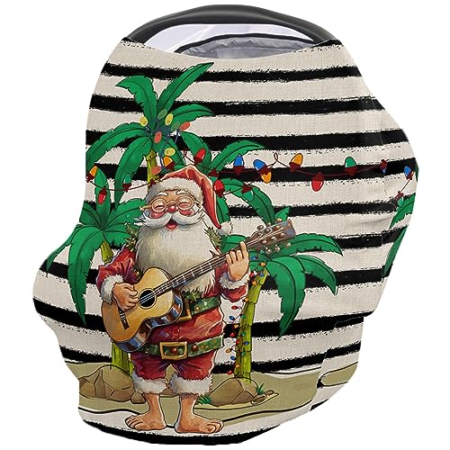Nursing Cover for Breastfeeding Scarf, Christmas Palm Tree Black White Stripe Baby Car Covers Super Soft Multi Use for Canopy Shopping Cart Cover Blanket Stroller Cover