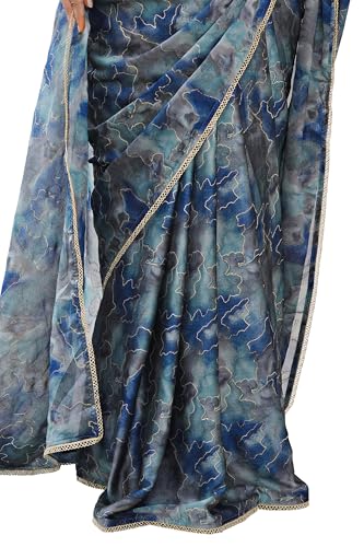 Image of MIRCHI FASHION Saree for Woman Chiffon Colorblock with Foil Work | Shimmer Festive Women's Sari for Wedding Functions and Ceremonies