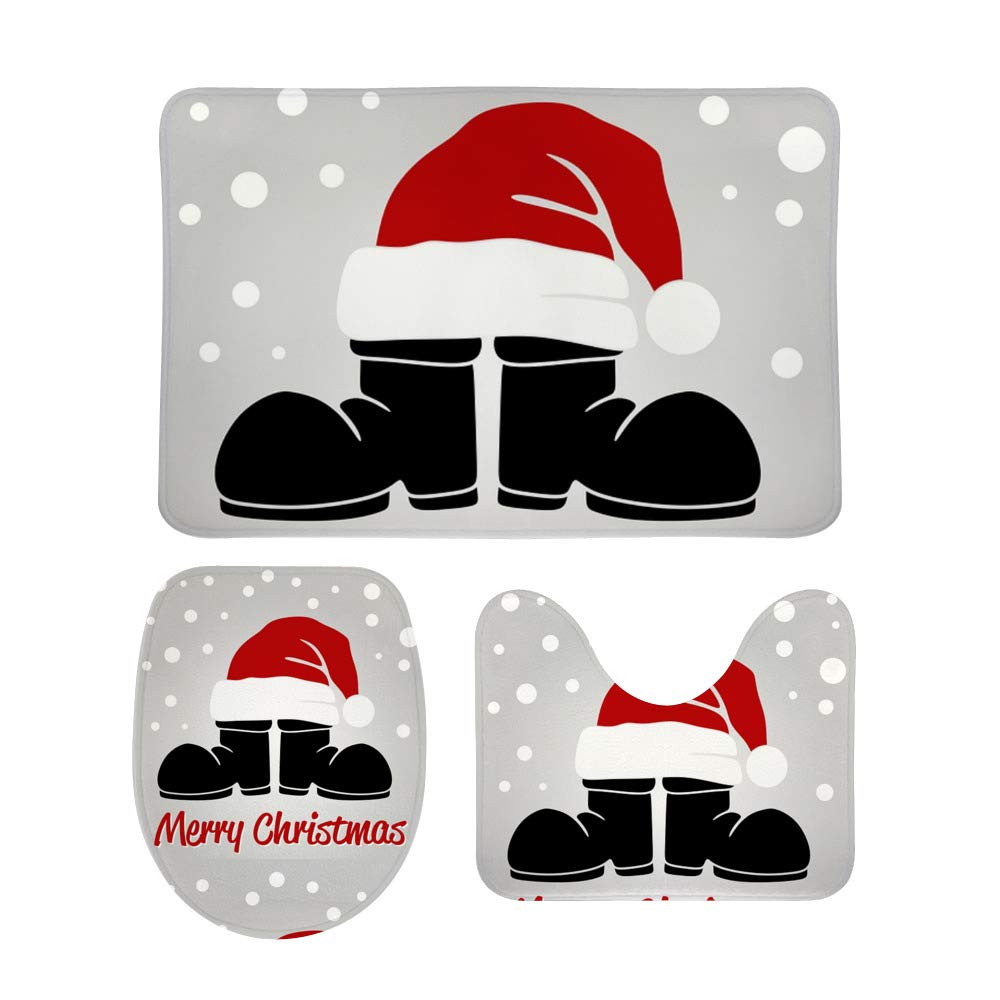 Lot de 3 tapis de bain antidérapants Merry Christmas pour entrée et cuisine