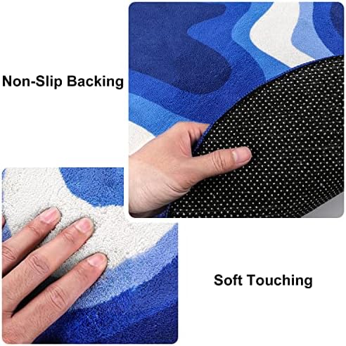 Bath Mat KIMODE Non Slip Bathroom Mat 60×90 cm Blue Cloud Shaped Rug Soft Nursery Rug Washable Imitation Cashmere Shower Mat for Bathroom Kids Room Laundry Room Playroom