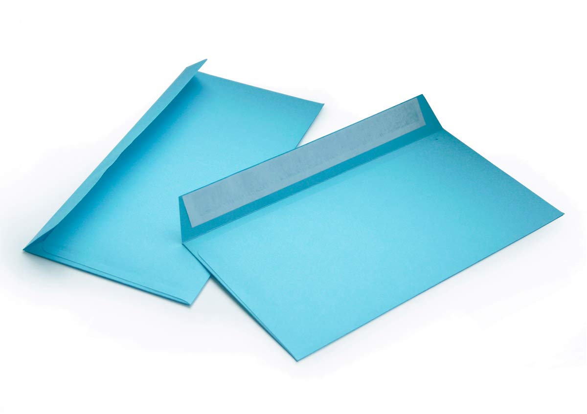 Briefumschäge DIN lang C6/5 114x229 mm hellblau 120 g/m² mit Fenster haftklebend (209AF) (500)