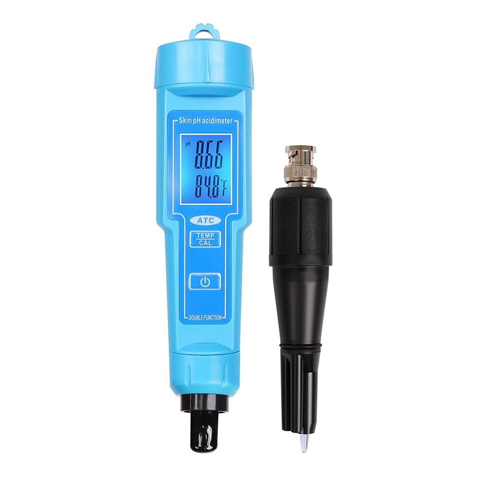 Lecreatekit Misuratore di pH digitale e termometro, IP67, impermeabile, 2 in 1, tester di acidità con ATC per suolo, acqua, cibo, carne, laboratorio, acquario, piscina, idroponica, intervallo di pH 0
