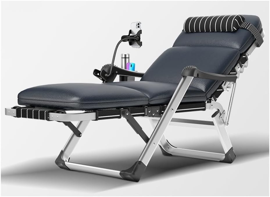 Chaise longue pliante portable d'extérieur avec grand coussin de jardin
