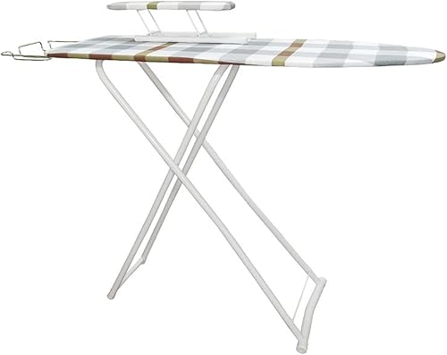 Tabla de planchar compacta tamaño completo, ajustable plegable de pie para ropa de pie mesa de hierro extra ancha, material de madera y hierro,
